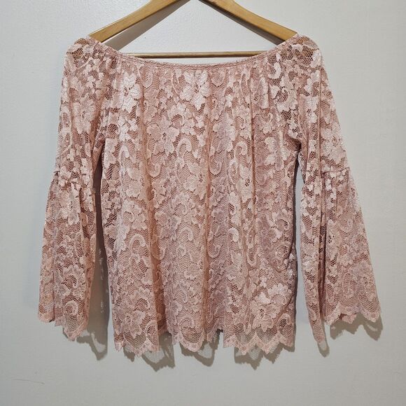 Almost Famous - Blouse Off the Shoulder Lace - Size M - Pink - Picture 2 of 8